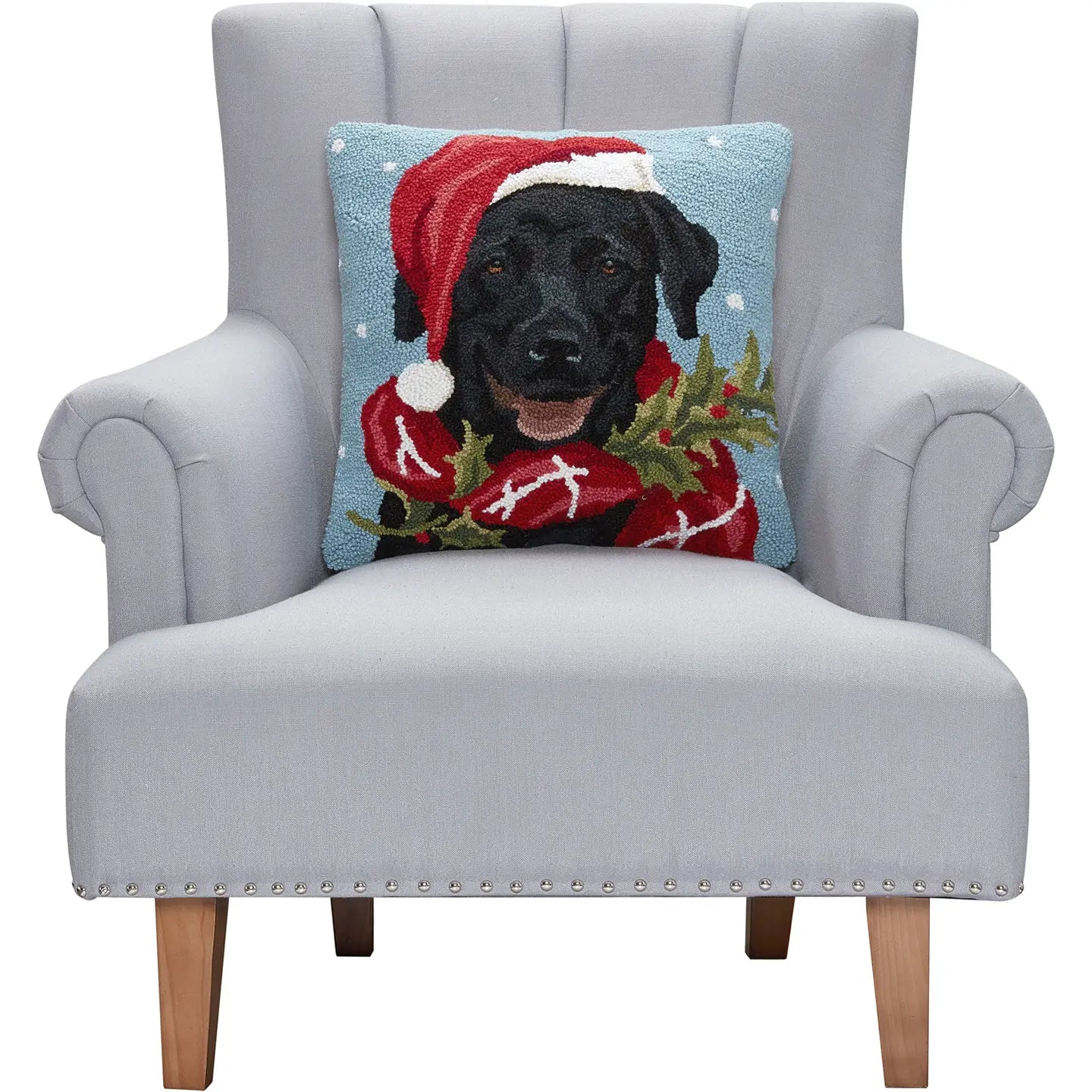 Holiday Black Lab Hook Pillow