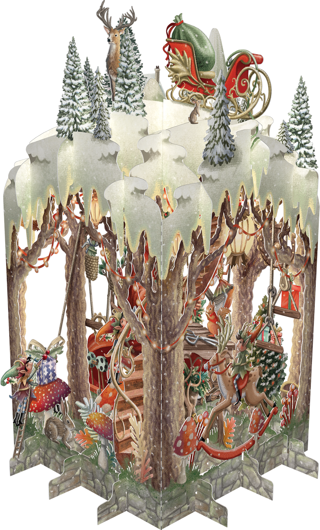 3D POPUP GREETING CARD SANTA'S WORKSHOP PAPER D'ART