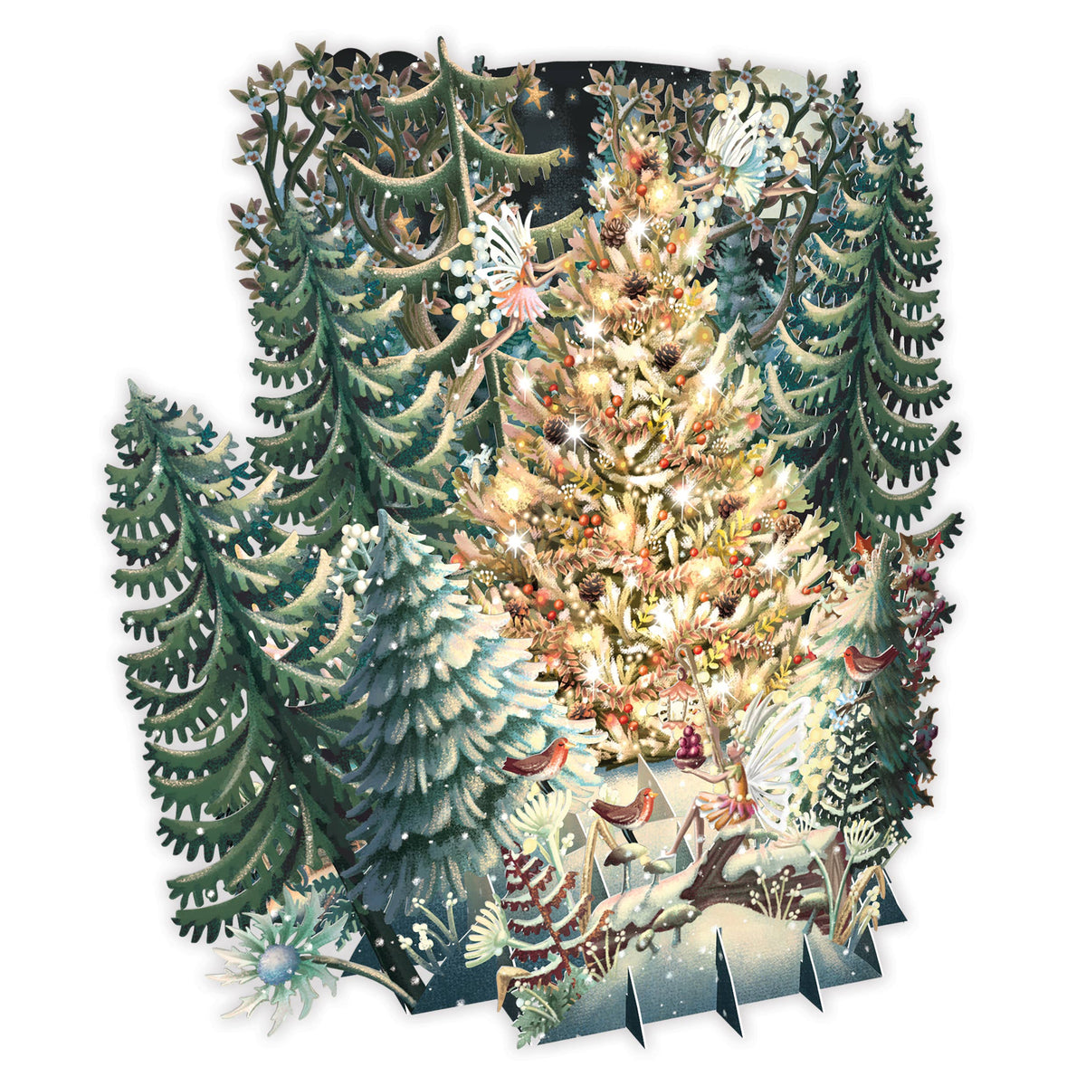3D POP UP TREES CHRISTMAS GREETING CARD PAPER D'ART