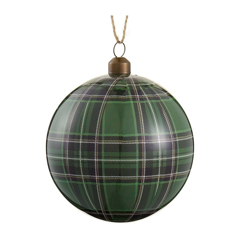4" Plaid Ball Ornament