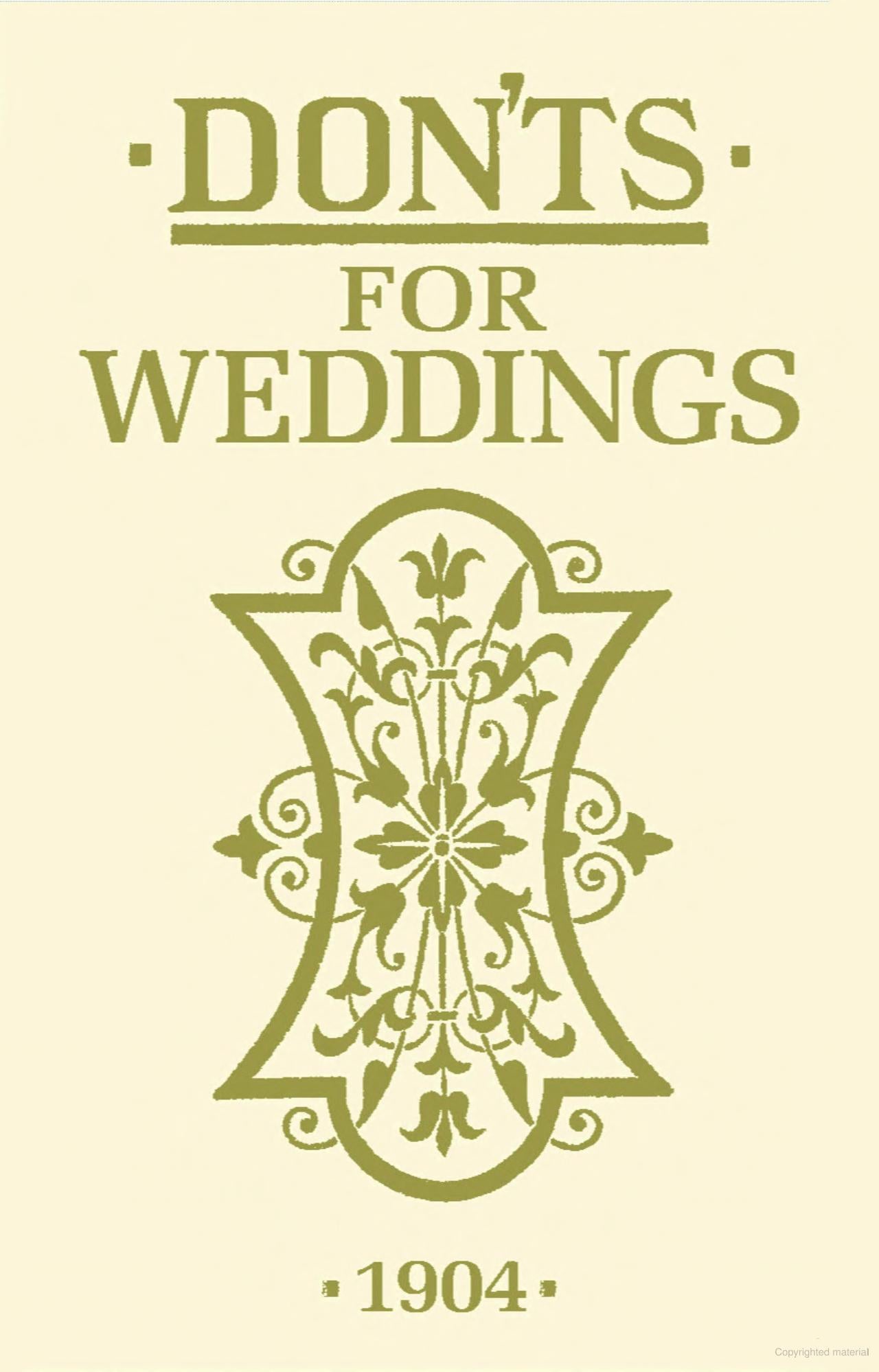 Don'Ts For Weddings