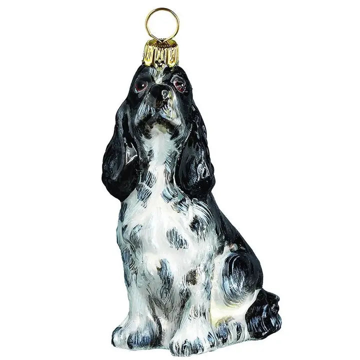 Springer Spaniel Sitting Black & White Ornament