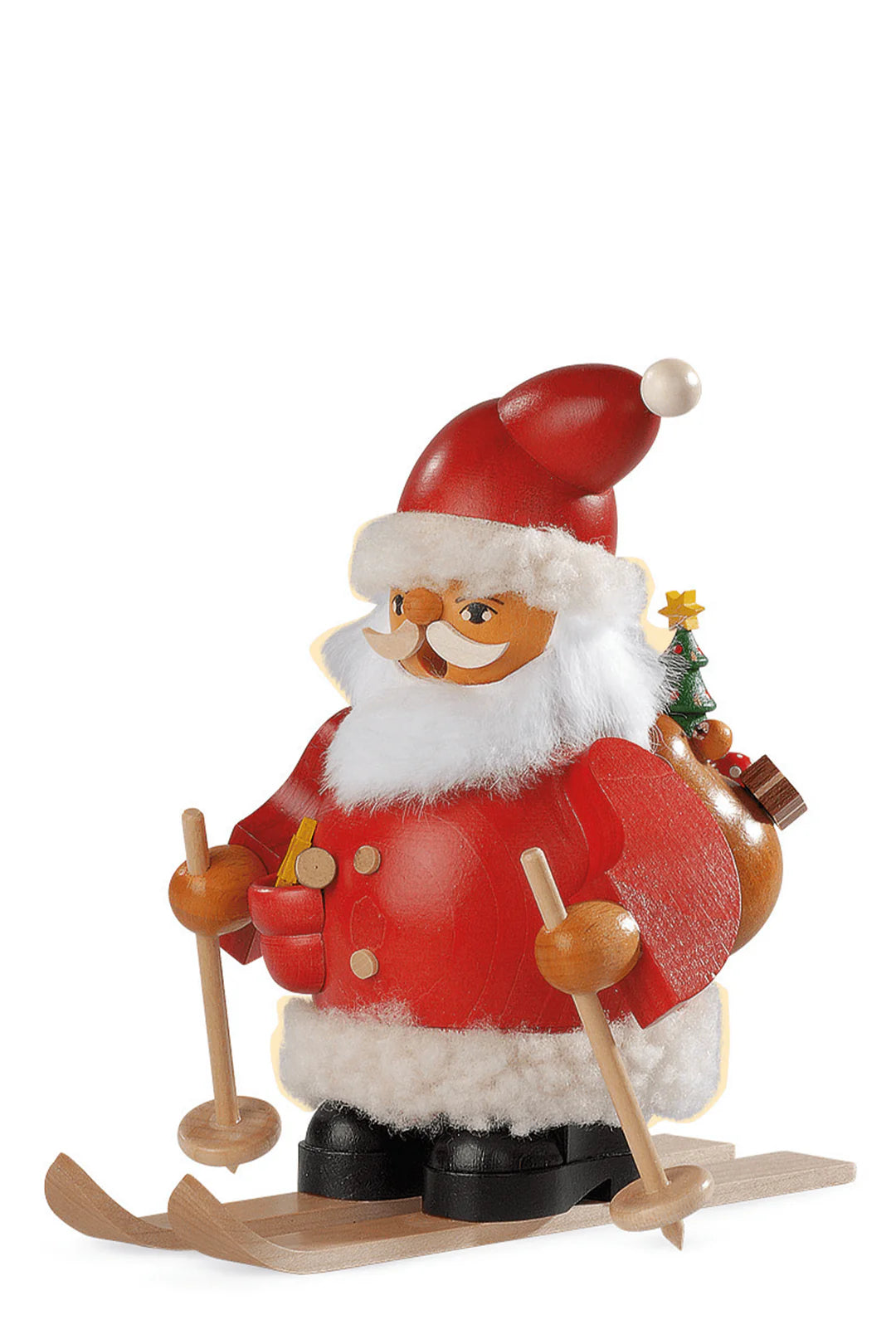 German Smoker Santa Claus on Skis 8"
