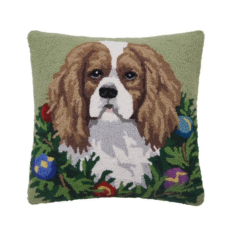 18 x 18" Holiday King Cavalier Spaniel Pillow