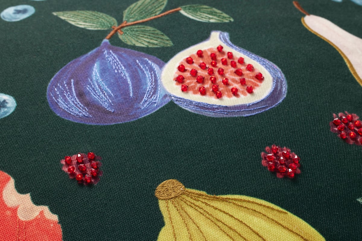 22"x22" Green Cotton Fruitstand Pillow