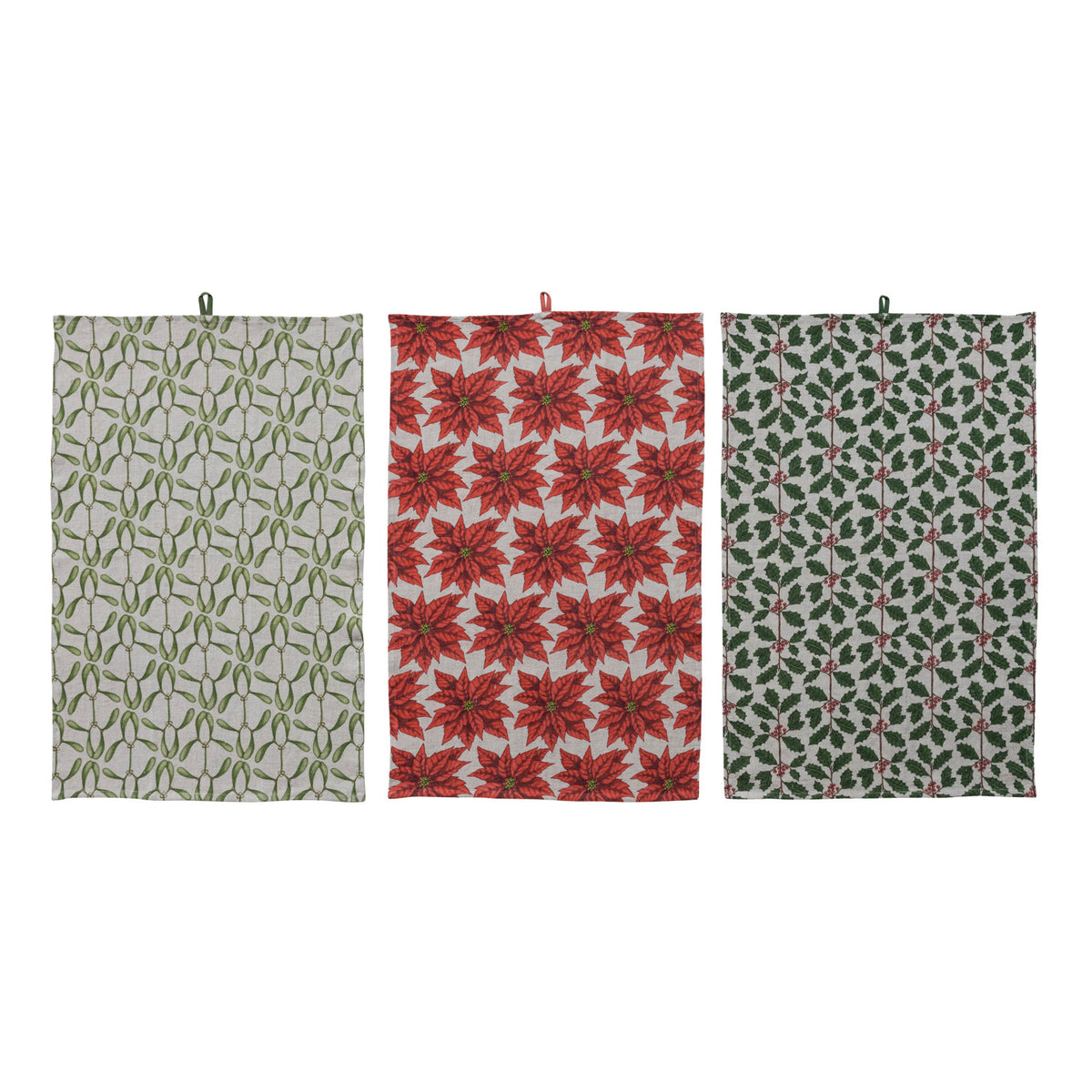 Linen Printed Tea Towel with Seasonal Botanical Pattern, 3 Styles