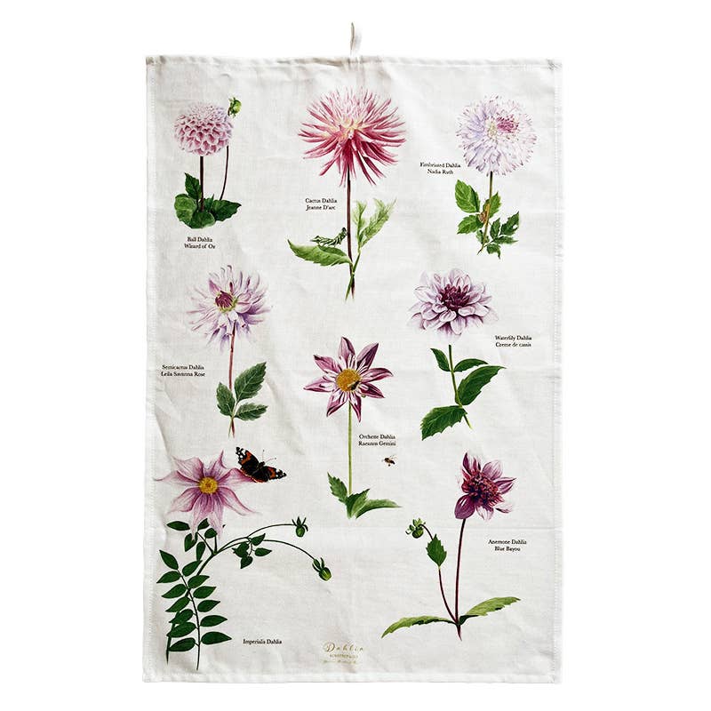 Dahlia 100% Organic Cotton Tea Towel - Made In Europe