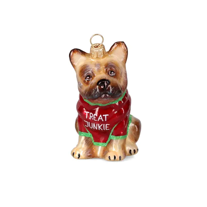 French Bulldog in Treat Junkie T Shirt Ornament