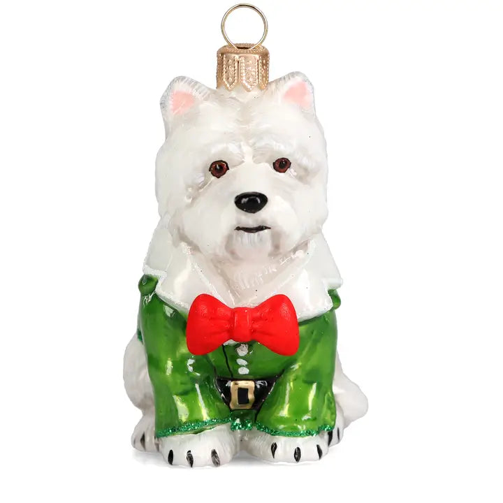 Westie in Christmas Pajamas Ornament