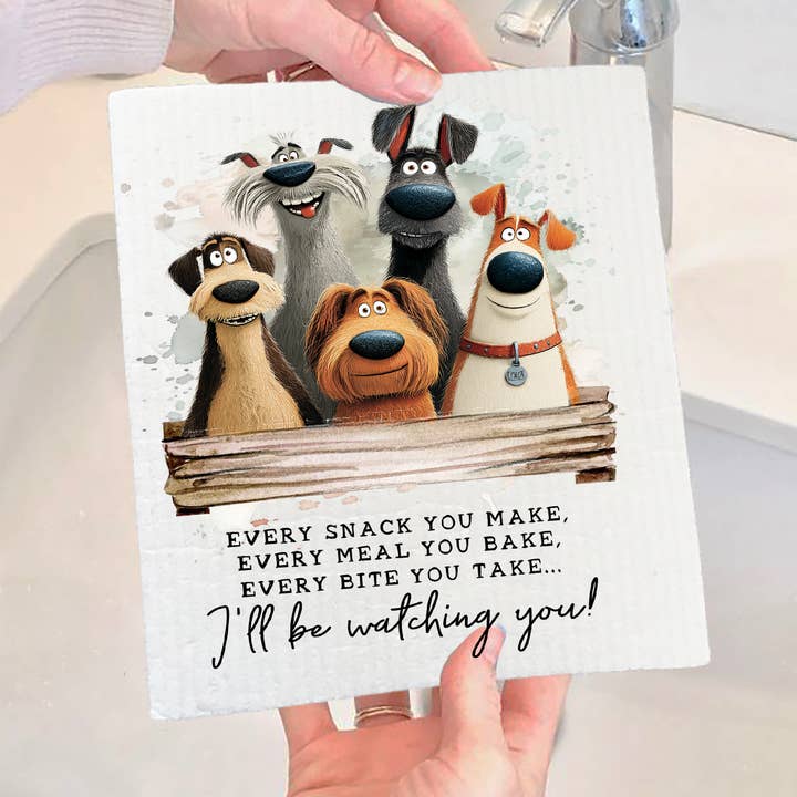 'Every Bite You Take I'll Be Watching You' Swedish Dishcloth