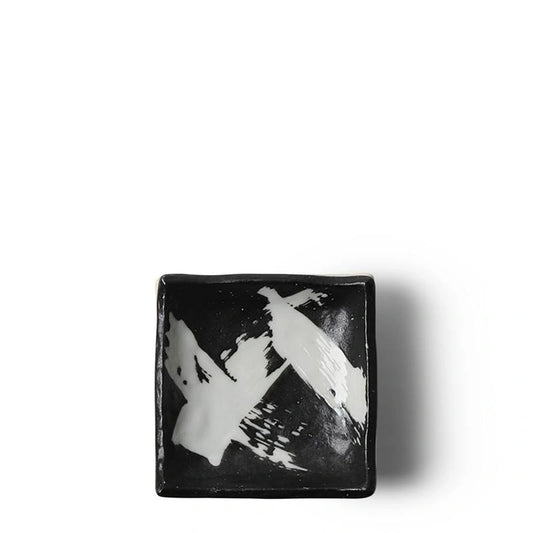 Black/White Brush Stroke Dish 3.25"