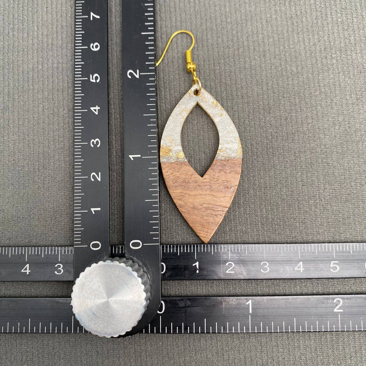 Resin & Wood Splicing Geometric Earrings