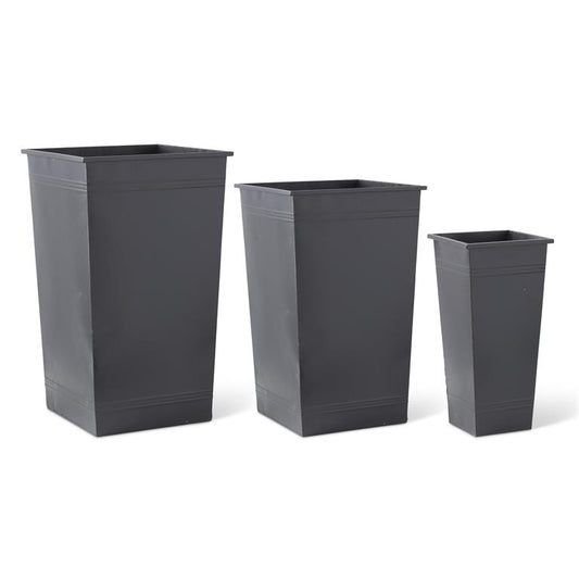 Tall Square Black Metal Pot