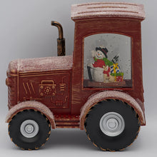 Load image into Gallery viewer, 6.75&quot;H Confetti Lites Lighted Swirl Vintage Tractor with Snowman Driver
