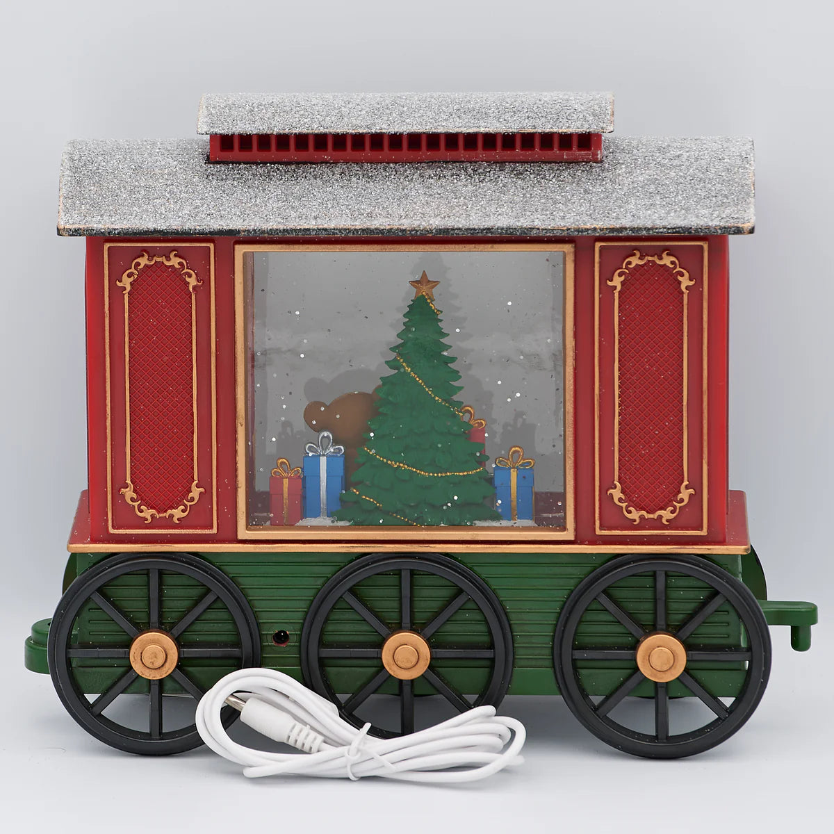 Lighted Swirl Train Car, Snow Globe