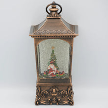 Load image into Gallery viewer, 10.25&quot;H Confetti Lites Lighted Musical Swirl Vintage Lantern with Santa &amp; Rotating Train

