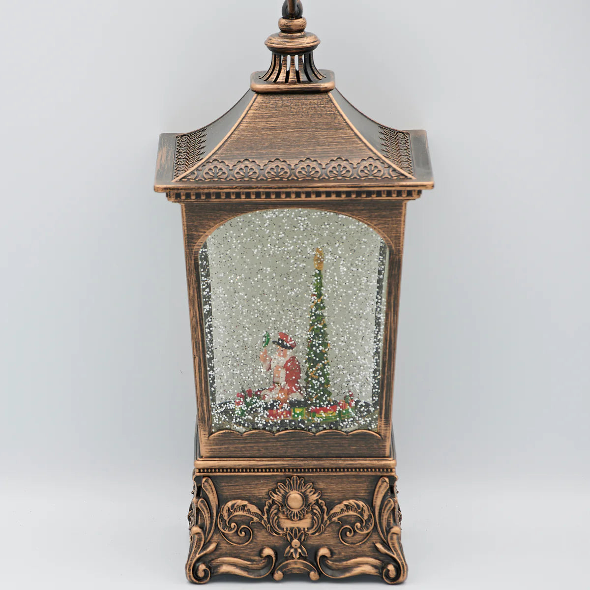10.25"H Confetti Lites Lighted Musical Swirl Vintage Lantern with Santa & Rotating Train
