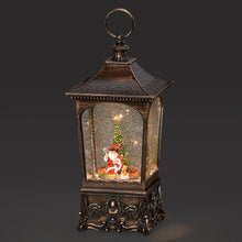 Load image into Gallery viewer, 10.25&quot;H Confetti Lites Lighted Musical Swirl Vintage Lantern with Santa &amp; Rotating Train
