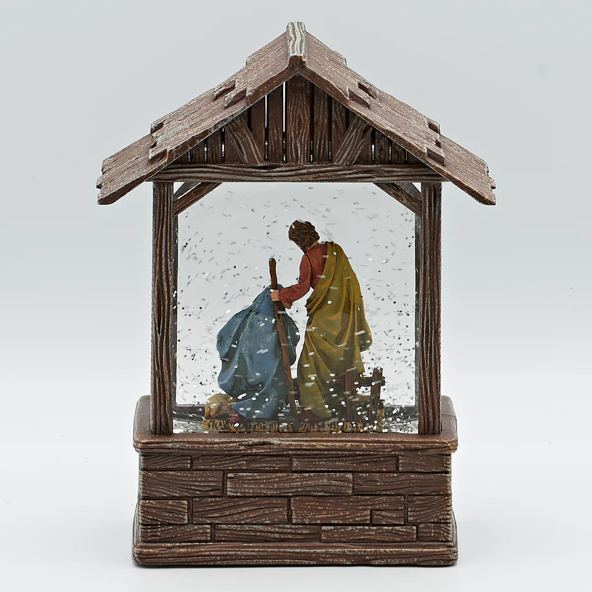 8.25"H Confetti Lites Lighted Swirl Nativity Stable with Holy Family
