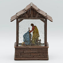 Load image into Gallery viewer, 8.25&quot;H Confetti Lites Lighted Swirl Nativity Stable with Holy Family
