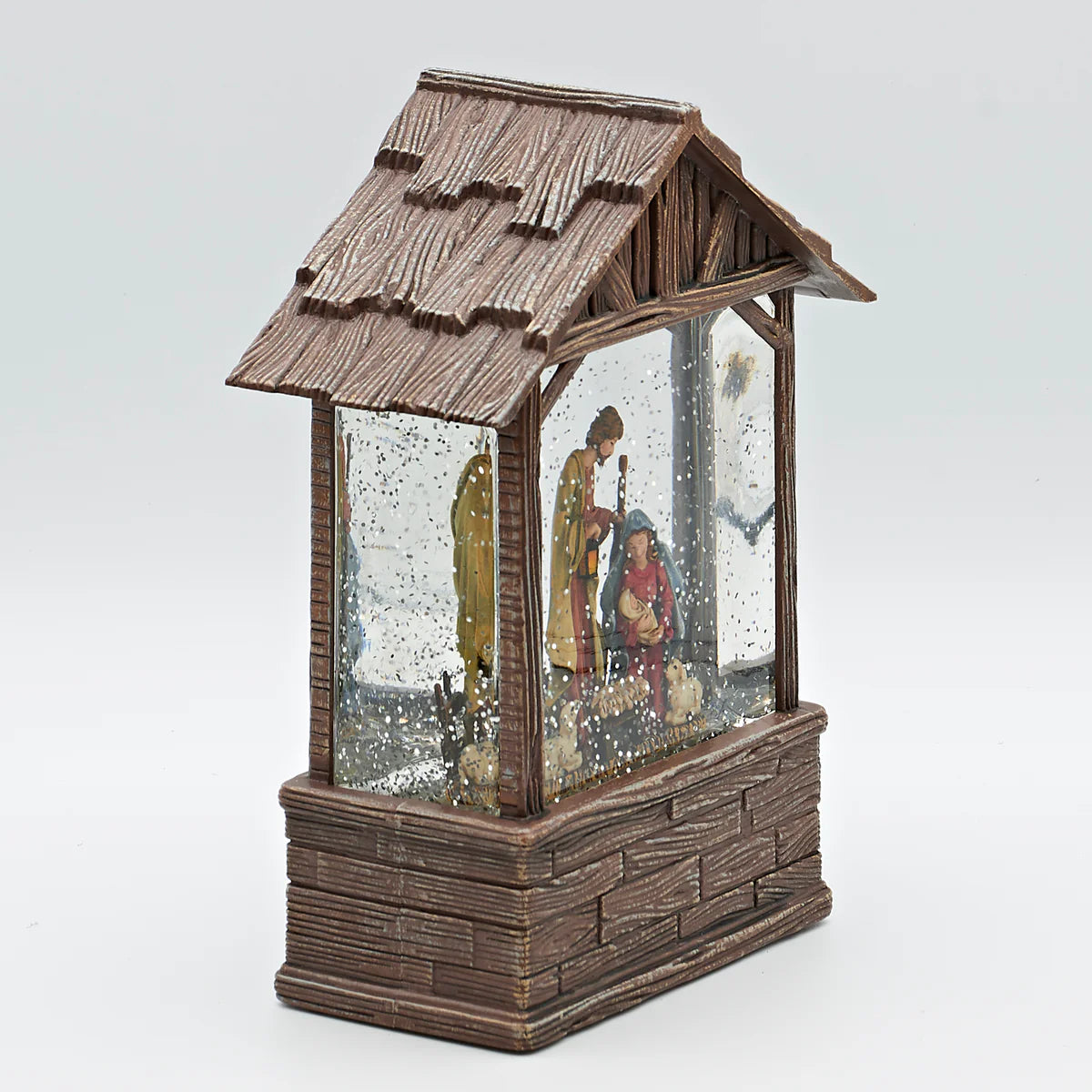8.25"H Confetti Lites Lighted Swirl Nativity Stable with Holy Family