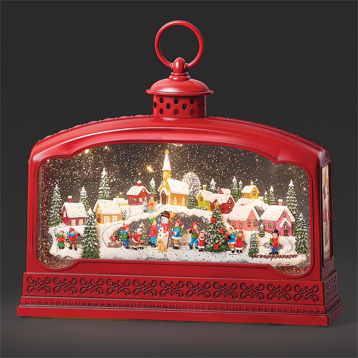 9"H LIGHTED MUSICAL SWIRL LANTERN; CHRISTMAS TREE