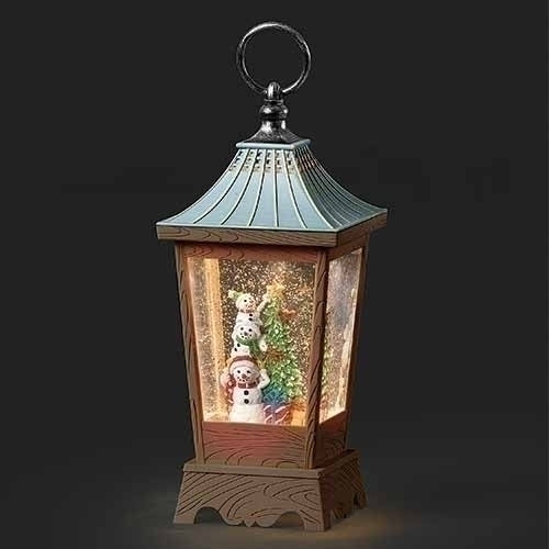 10.5"H LIGHTED SWIRL LANTERN SNOWMEN DECORATING TREE