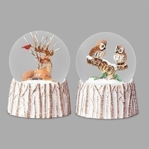 Deer & Owl Domes Glitter Tree Base; 2 Assorted