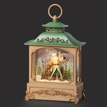 Load image into Gallery viewer, 12&quot;H Confetti Lites Lighted Swirl Lantern with Santa &amp; Reindeer
