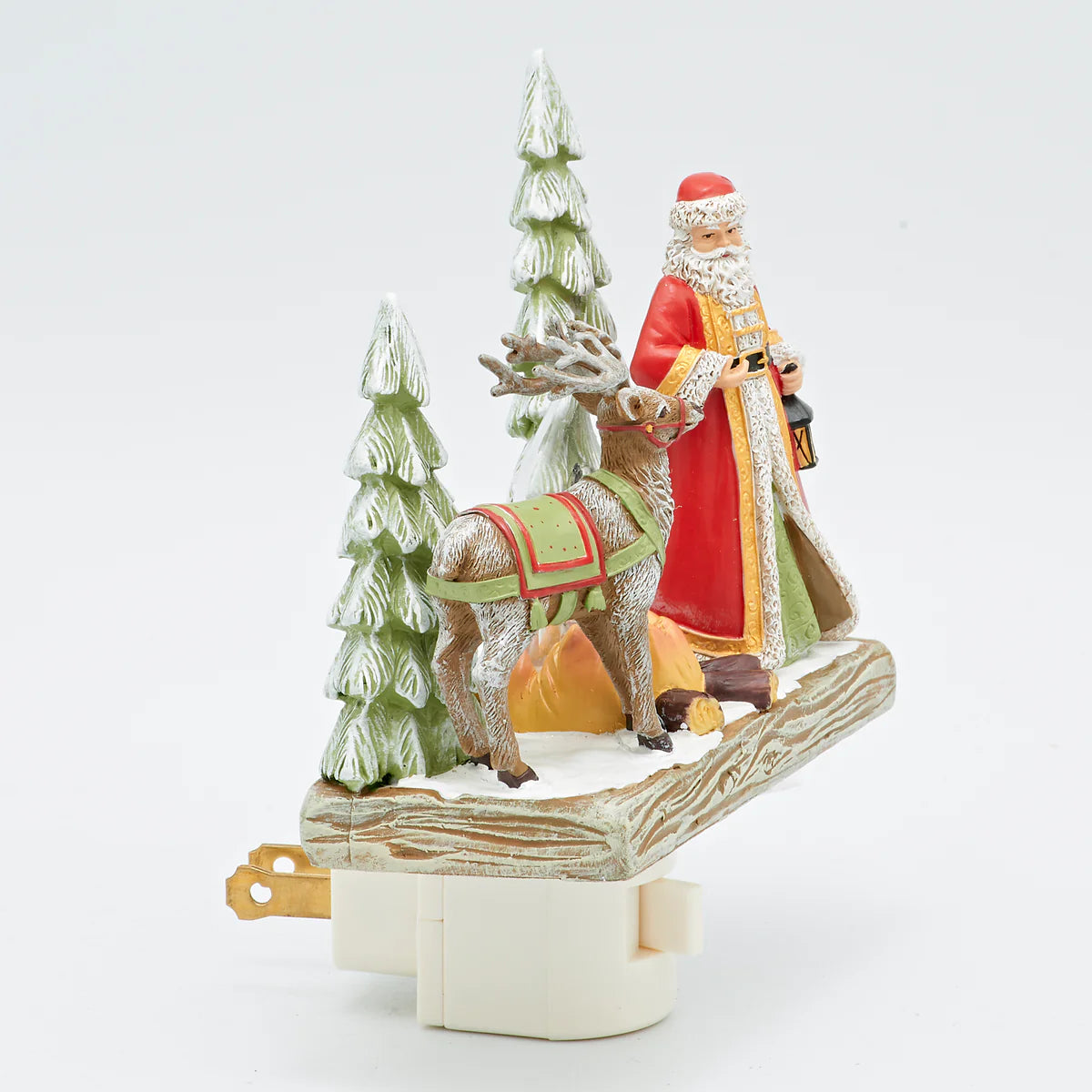 5.5"H Roman Lights Santa and Reindeer Flickering Flame Night-Light
