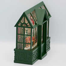 Load image into Gallery viewer, 8&quot;H Confetti Lites Lighted Swirl Greenhouse with Santa, Reindeer &amp; Cardinals
