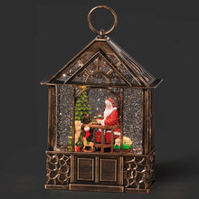 Load image into Gallery viewer, 11" Lighted Swirl Gazebo with Santa Painting Toy Train
