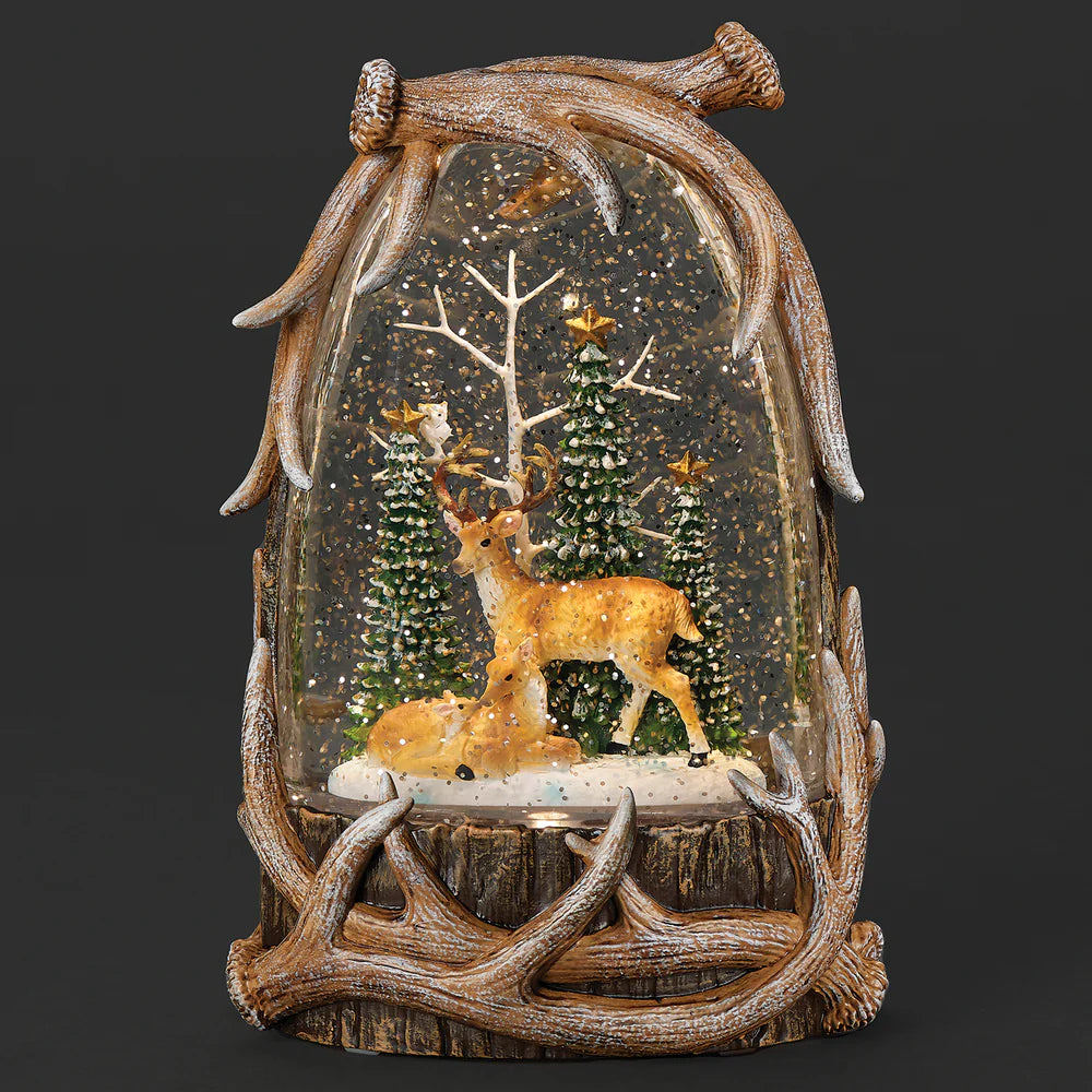 Confetti Lites Lighted Swirl Antler Casing with Deer Family