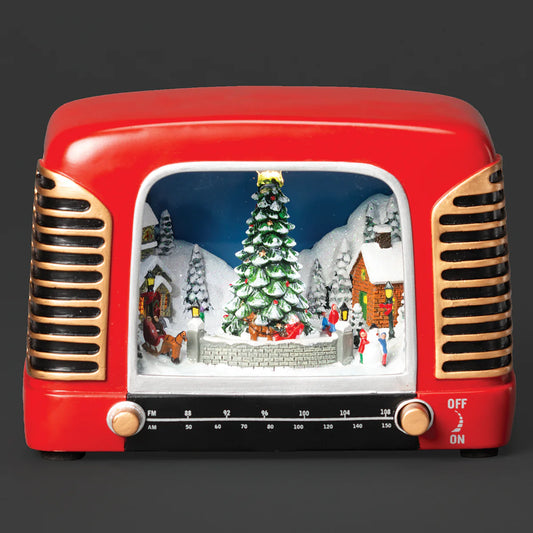 5" Lighted Musical Vintage Radio with Rotating Characters