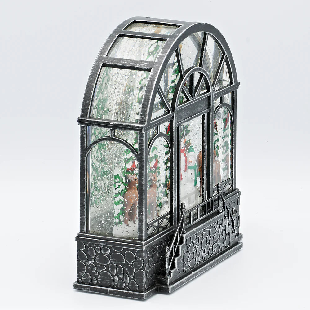 Confetti Lites Lighted Swirl Greenhouse with Woodland Snowmen