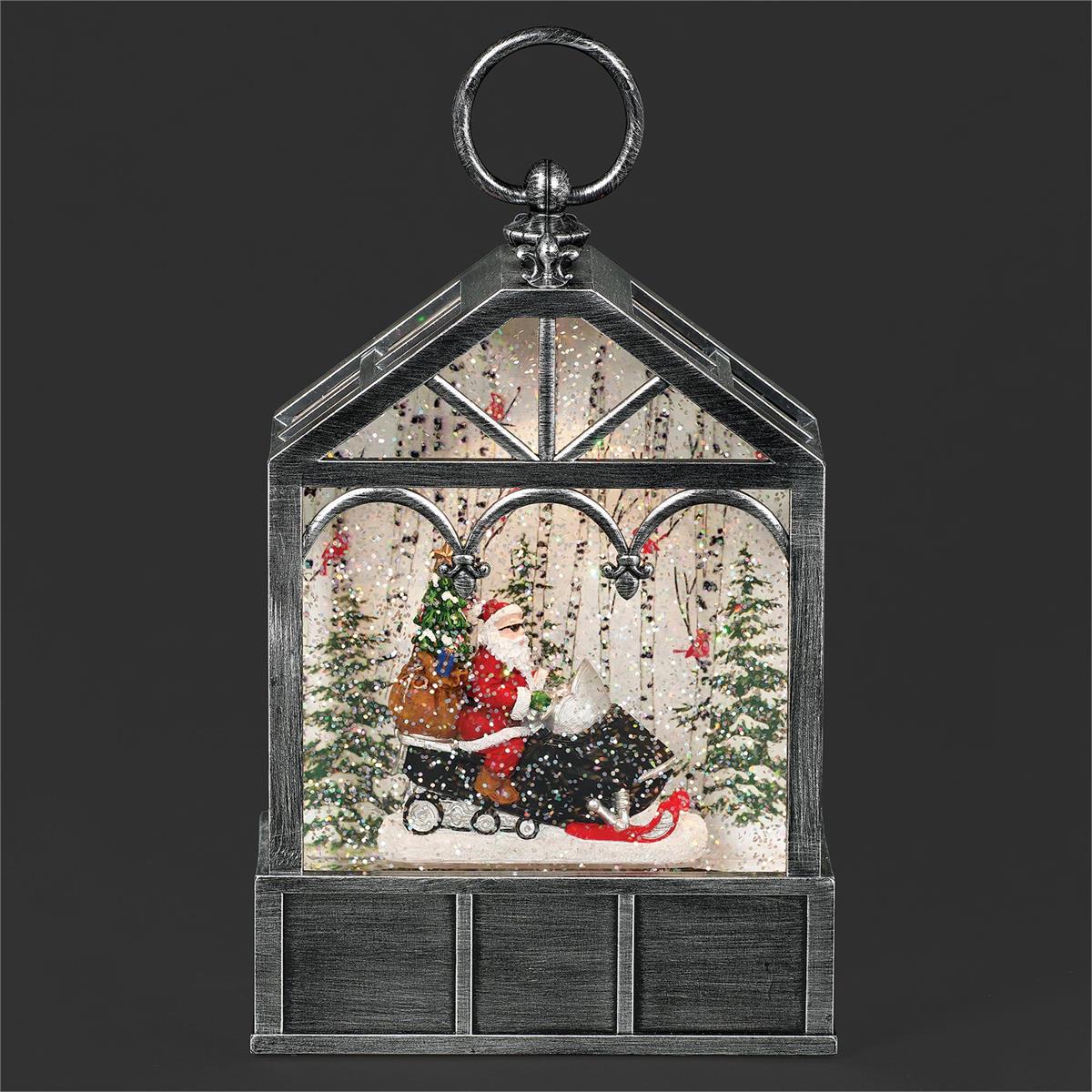 9"H LIGHTED SWIRL SANTA MOBILE LANTERN