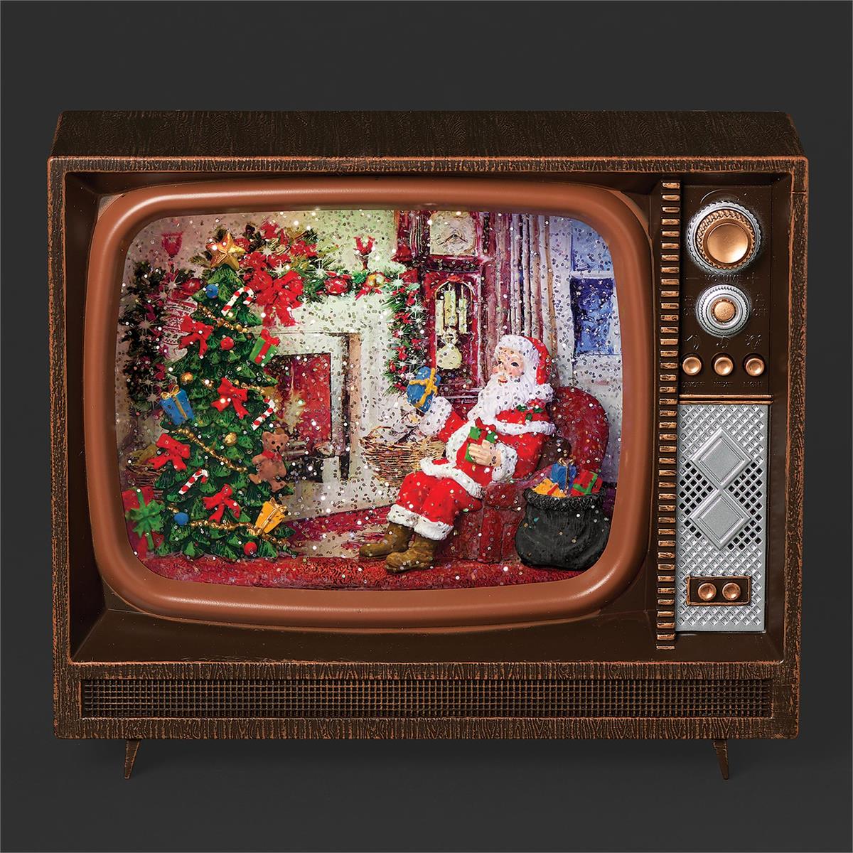 8.25"H LIGHTED MUS SWIRL SANTA TV VINTAGE