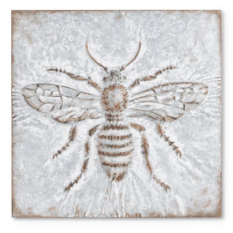 24.5" Square Bee Tin Wall Art