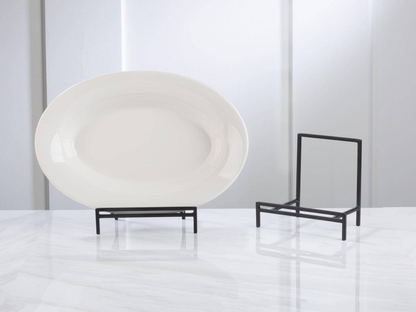 Straight Edge Platter and Bowl Stands: Black / Short Bowl Stand
