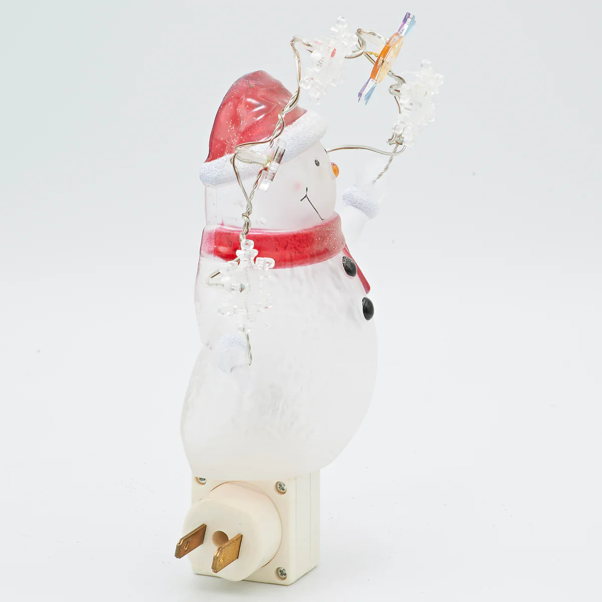 Night-Light 7.7" Roman Lights Snowman with Candy & Snowflake Garland
