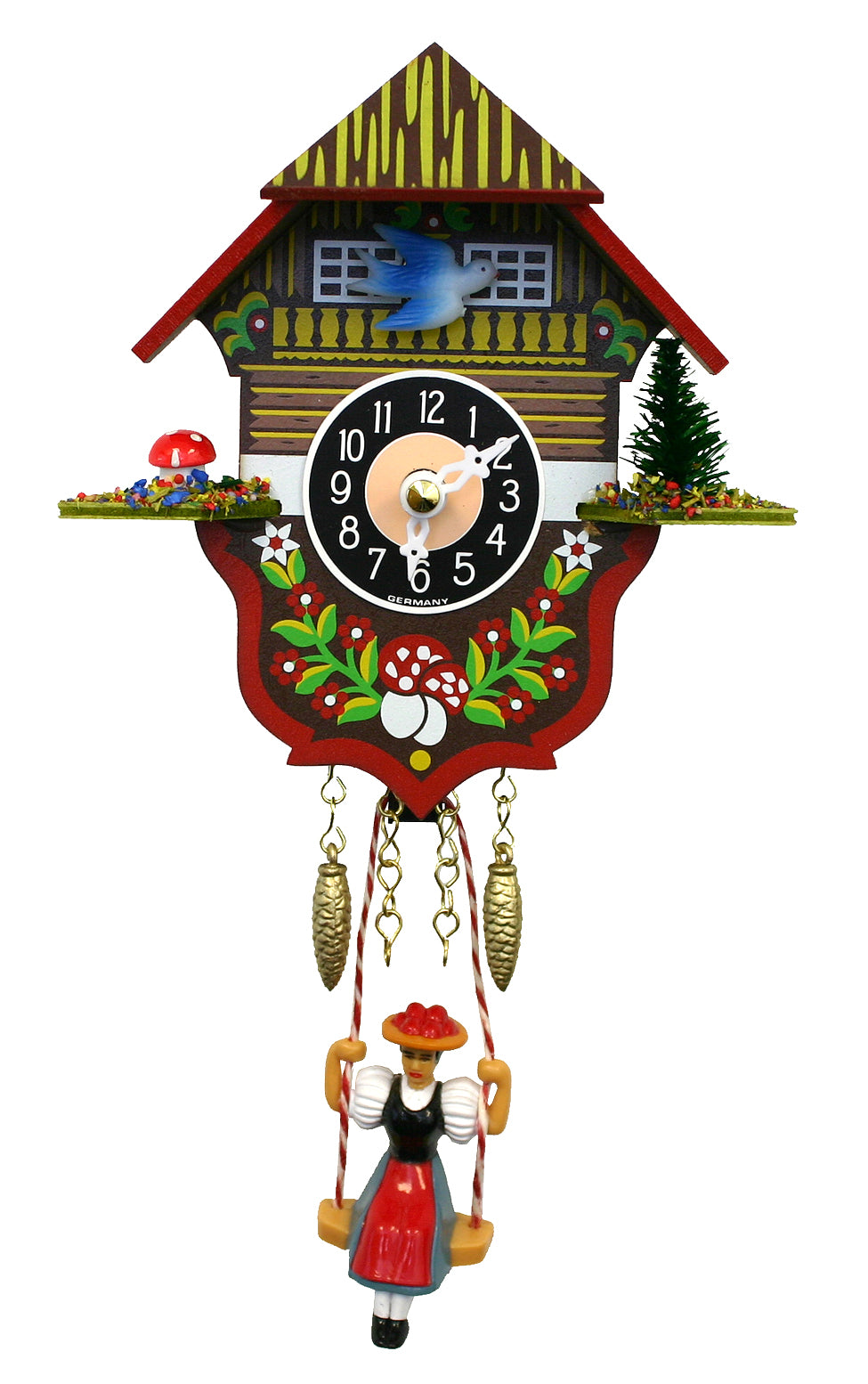 Mini Black Forest Clock w- Mushroom-166SQ