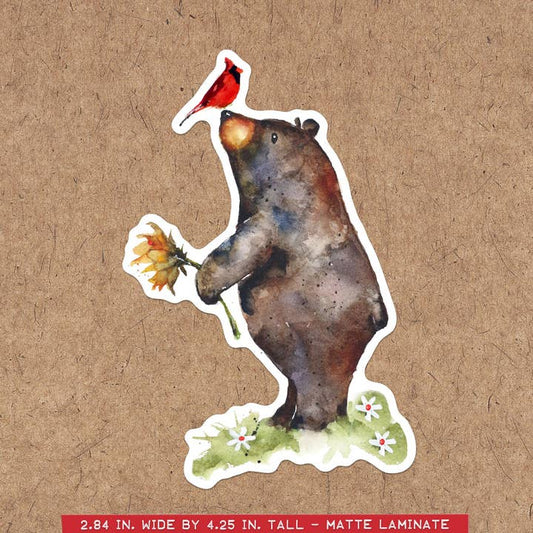 Bear, Cardinal & Sunflower STICKER