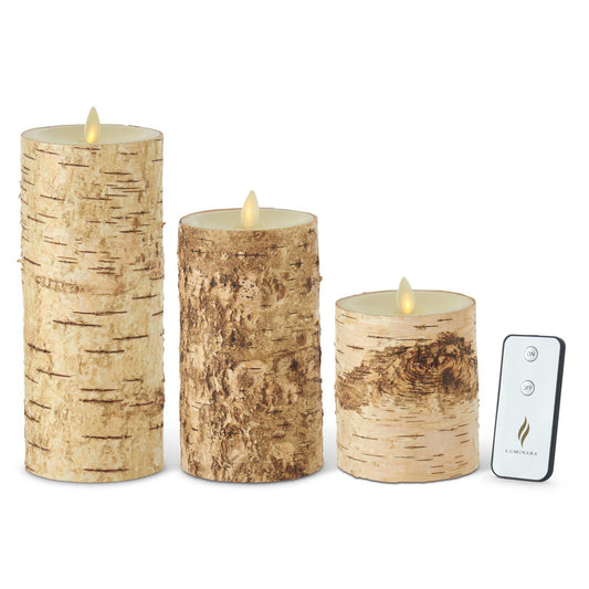 Birch Bark Wax Indoor Pillar Luminara Candles