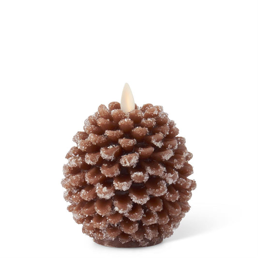 4 1/2" Wax Snowy Pinecone Luminaria Indoor Candle