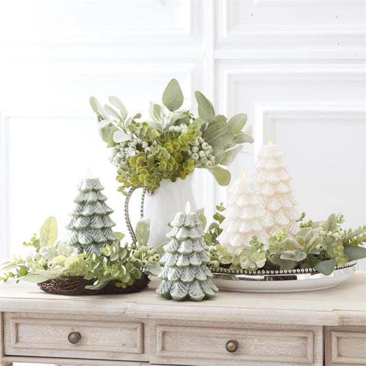 4.75" x 6.5" Wax Snowy Tree Luminara Indoor Candle