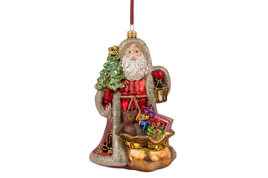 Splendid Santa w/ Christmas Tree and Gifts Ornament
