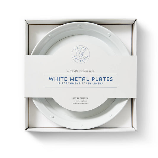 Set/4 White Metal Plates- w/ 20" White liners