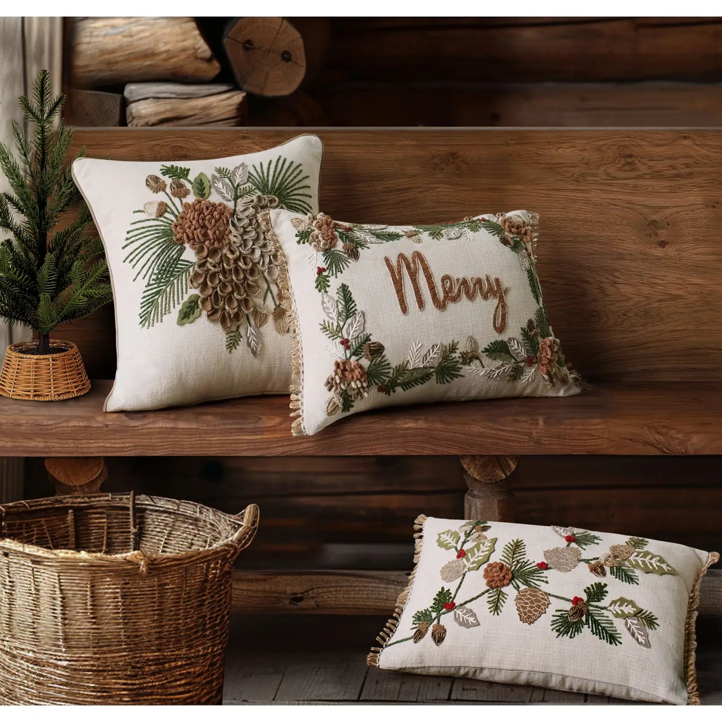 12" x 18" Merry Embroidered Pillow