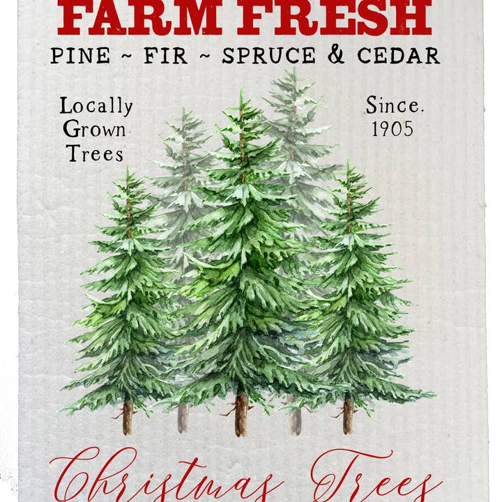 Christmas Trees Farm Fresh Swedish Dish Cloth