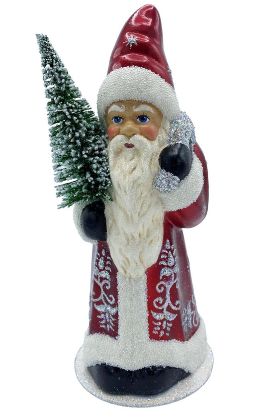 Santa in Shiny Red Coat - Schaller Paper Mache Candy Container
